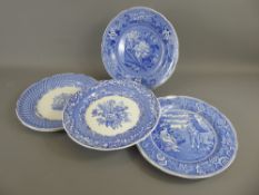 Six Spode Blue and White Collectors Plates, depicting various scenes from 'The Spode Blue Room