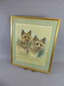 Marjorie Cox (1915 - 2003), a Pastel Study of a Pair of Terriers entitled 'Jinks and Pretzel