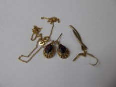 Miscellaneous 9ct Gold Jewellery, including a pair of red stone earrings, approx 5.4 gms.