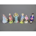 Six Royal Doulton Figurines, including 'Little Boy Blue', Boy from Williamsburg', 'Make Believe', '