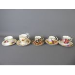 Four Royal Worcester Demi-Tasse, including 'Brambles', 'Cabinet Flowers', 'Game Birds' and '