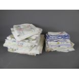 Miscellaneous Embroidered Linen, including two table cloths each with eight napkins, twenty one