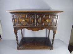 A Vintage Oak Sideboard in the Jacobean-style, with two short drawers and a lower tier, approx 92