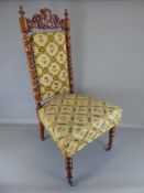 A 19th Century Victorian Walnut Cloister Chair, floral tapestry upholstery , approx 51 x 103 x 50