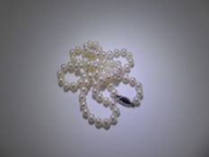 A Baroque Pearl Necklace, each pearl approx 5 mm, the necklace, approx 26 cm in length.