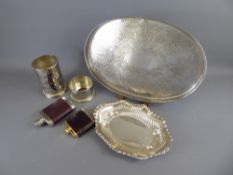 Miscellaneous Silver-Plate, including a large oval tray, raised on button feet, approx 45 cms, a