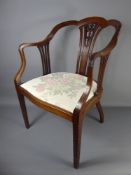 A Mahogany Bedroom Chair, with splat black and tapestry seat.