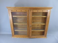 A Wall Mounted Pine Display Cabinet, with three plate shelves, approx 102 x 13 x 85 cms. (af)