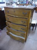 A Fruit Wood Serpentine-Fronted Chest of Drawers, five graduated drawers, approx 87 x 45 x 125 cms.