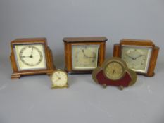 Three English Vintage Clocks made by 'W A Elliott', in Art Deco-style wooden cases, one with