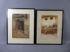 Catherine G. Smith Two Victorian Watercolours, depicting Indian Brass Sellers and an Old