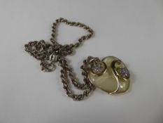 A Sterling Silver and Mother-of-Pearl Heart-Form Pendant, on a silver rope chain, pendant approx 2.8