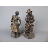 De La Poer Sculptures, two resin figurines, 'Girl with Rabbit and 'Boy with Mouse', both approx 20