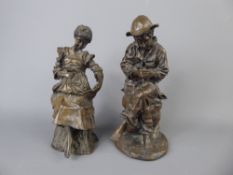 De La Poer Sculptures, two resin figurines, 'Girl with Rabbit and 'Boy with Mouse', both approx 20