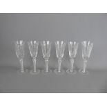 A Collection of Six Doulton Cut Crystal Commemorative Champagne Flutes, three signed Webb Corbett;