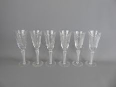 A Collection of Six Doulton Cut Crystal Commemorative Champagne Flutes, three signed Webb Corbett;