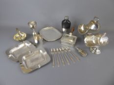 Miscellaneous Silver Plate, including a muffin dish, two scoops, tot measure, bon bon dish, two