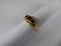 An Antique 18ct Yellow Gold Garnet and Rose Cut Diamond Ring, size L, approx 2.4 gms.