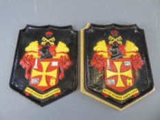 Two Cast Iron Polychrome Enamel Coat of Arms for Wolverhampton.