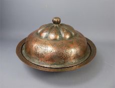 An Early 19th Century Copper Qajar Food Bowl and Cover.