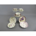 Antique English Porcelain Tea Bowls and Saucers.