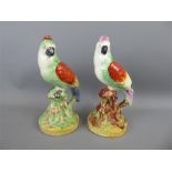 Two Victorian Staffordshire Parrots