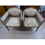 A Pair of Antique Wooden Tub-Shaped Chairs
