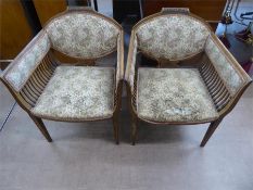 A Pair of Antique Wooden Tub-Shaped Chairs