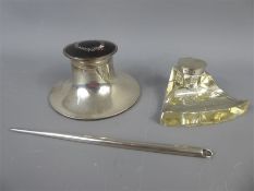 Two Antique Silver Inkwells.