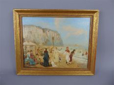 H.Schmidt Painting, depicting a Seaside Scene.