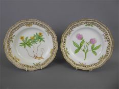 Two Royal Copenhagen Flora Danica Pierced Fish Plates.