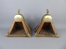 A Pair of Antique Chilean Brass Mounted Wooden Stirrups.