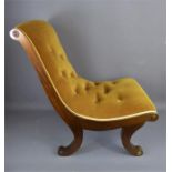 A Mustard Velour Covered Bedroom Chair.