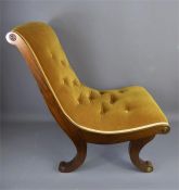 A Mustard Velour Covered Bedroom Chair.