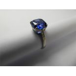 A Natural Peacock Blue 4ct Ceylon Sapphire & Diamond Ring.
