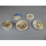 Five Victorian Pratt Ware Pot Lids.