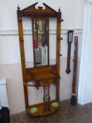 An Oak Inlaid Arts and Crafts Hat Stand.