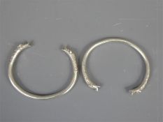 Two Antique Silver Tribal Bangles.