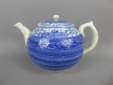 An Antique Chinese Blue and White Teapot.