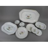 A Quantity of Spode Porcelain 'Queens Bird' Pattern, large serving dish, one medium serving dish,