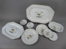 A Quantity of Spode Porcelain 'Queens Bird' Pattern, large serving dish, one medium serving dish,