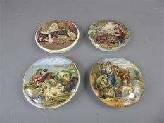 A Collection of Three Pratt Ware Pot Lids.