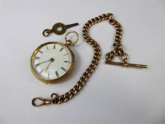 A Lady;s 18ct Yellow Gold Open Pocket Watch.
