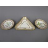 Three Royal Copenhagen Flora Danica Pin Dishes.