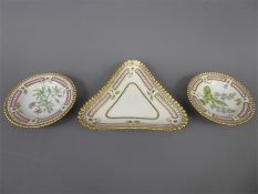 Three Royal Copenhagen Flora Danica Pin Dishes.