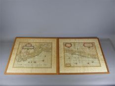 Valck G & Schenk P, Two Antique Maps, Peru and Chile, both old-coloured, approx 59 x 49 cms, framed