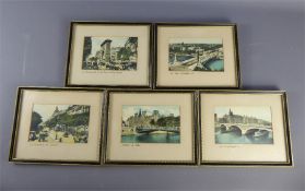 Five Vintage Photographic Prints of Parisian Scenes.