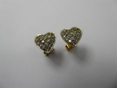 A Pair of 18 ct Gold Heart-Shaped Earrings.