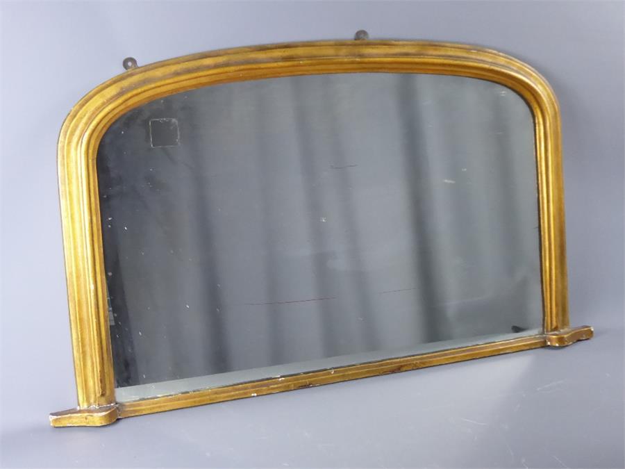 An Antique Gilt Wood Overmantel Mirror, approx 61 x 103 cms.