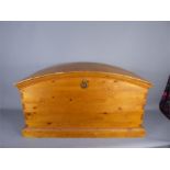 A Vintage Hand-Made Wooden-Slatted Trunk with Domed Top